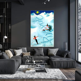 Skiing in Arosa Swiss Alps Travel Poster PosterGoat