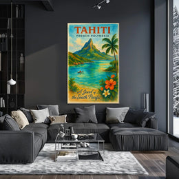 Tahiti Travel Poster – Vintage French Polynesia Wall Art, South Pacific Paradise Decor