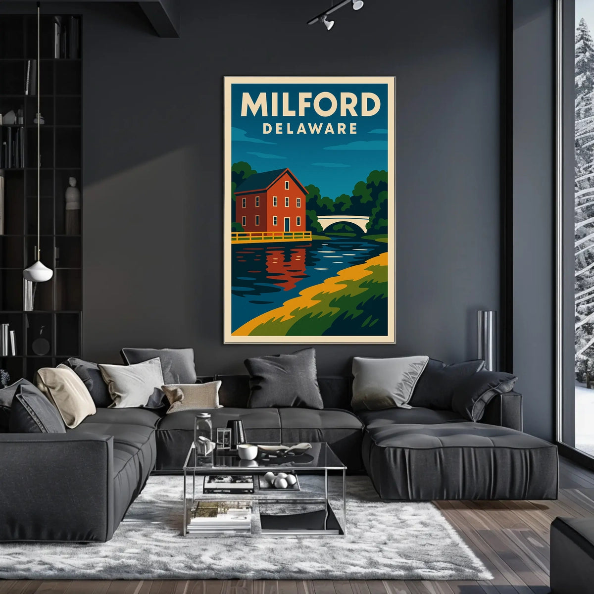 Milford Delaware Scenic Watercolor Wanderlust Poster