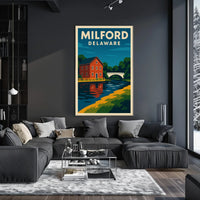 Milford Delaware Scenic Watercolor Wanderlust Poster