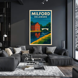 Milford Delaware Scenic Watercolor Wanderlust Poster