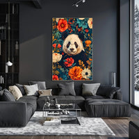 Panda in Bloom: Artistic Harmony Animal Poster