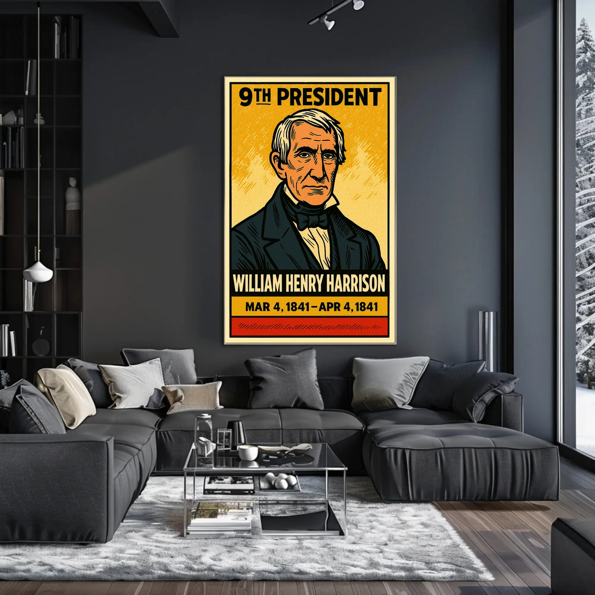 William Henry Harrison 9th President of the United States Inked Comic Style Poster
