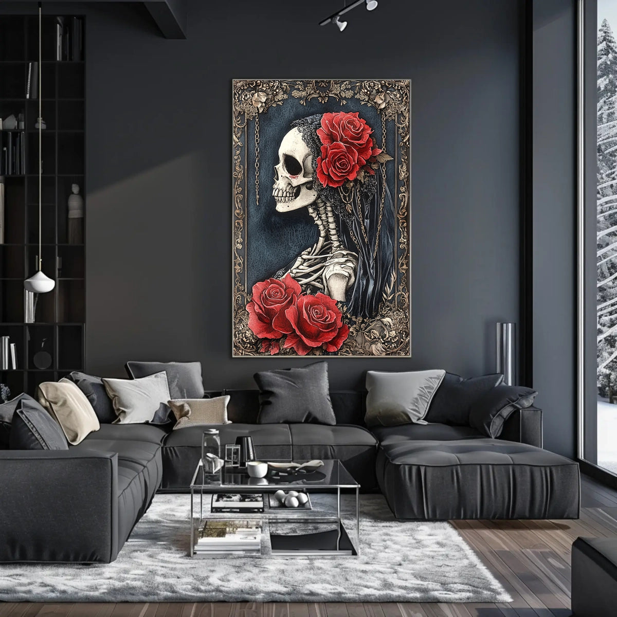 Skeleton with Roses Day of the Dead Heritage Poster