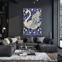 Elegant Swan and Floral Patterns Animal Poster