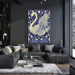 Elegant Swan and Floral Patterns Animal Poster