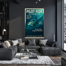 Pilot Fish and Shark Symbiosis Educational Poster
