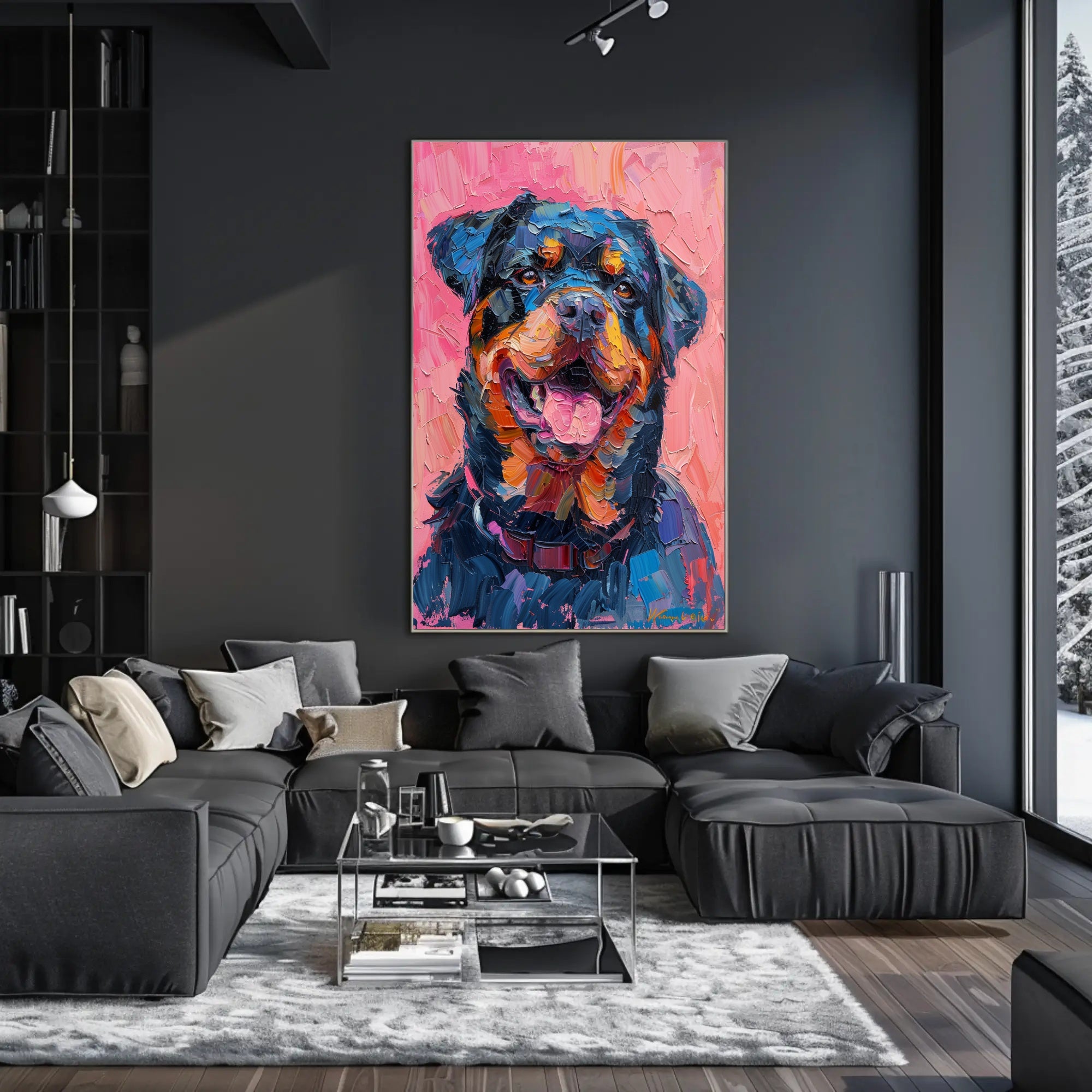 Rottweiler Impressionist Masterpiece: Vibrant Dog Breed Poster PosterGoat