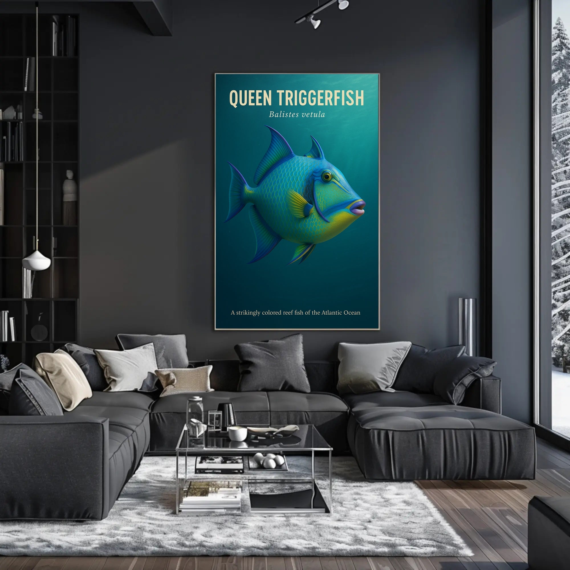 Queen Triggerfish Marine Life Educational Poster PosterGoat
