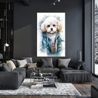 Cozy Dog Portrait Watercolor Poster Wall Art