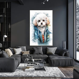 Cozy Dog Portrait Watercolor Poster Wall Art
