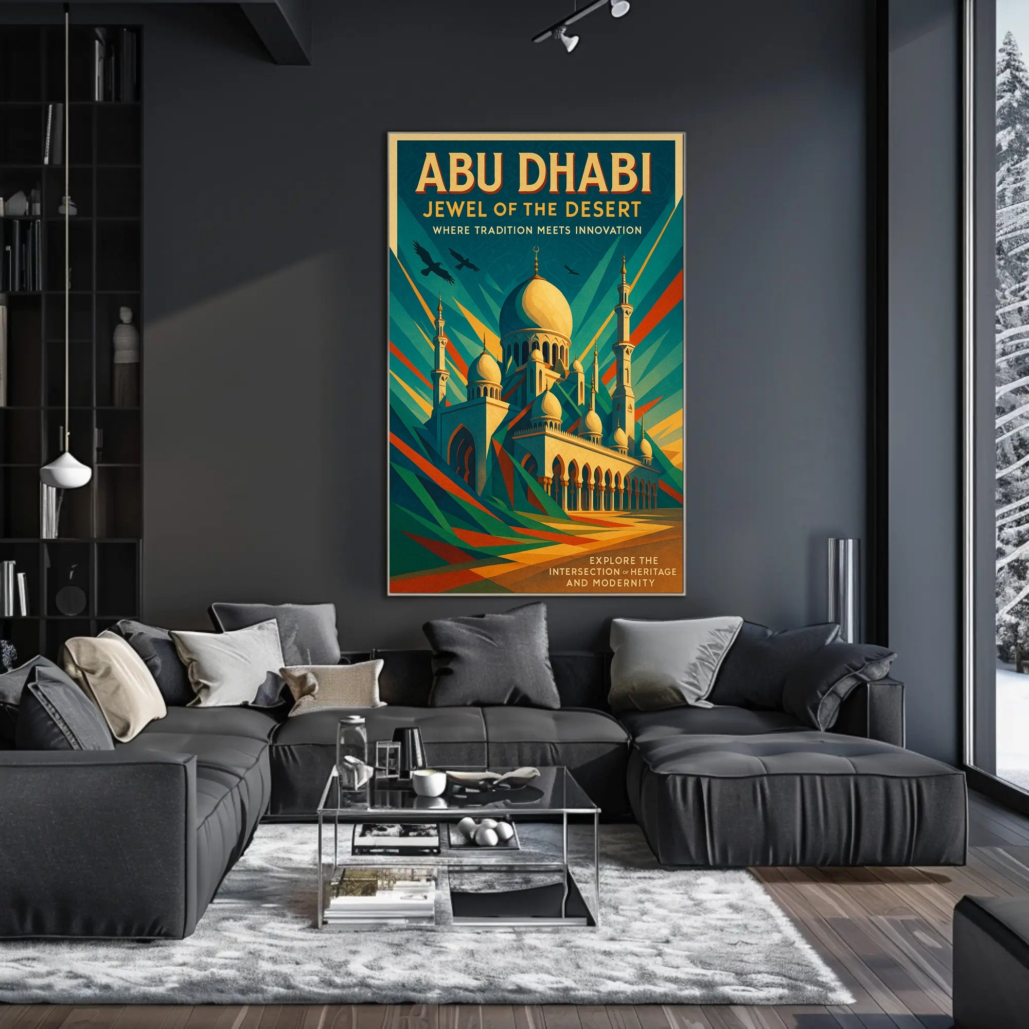 Abu Dhabi Jewel Desert Cityscape Travel Poster