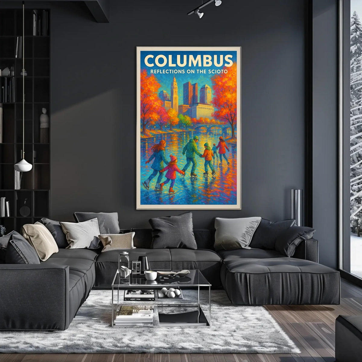 Columbus Reflections On The Scioto Poster