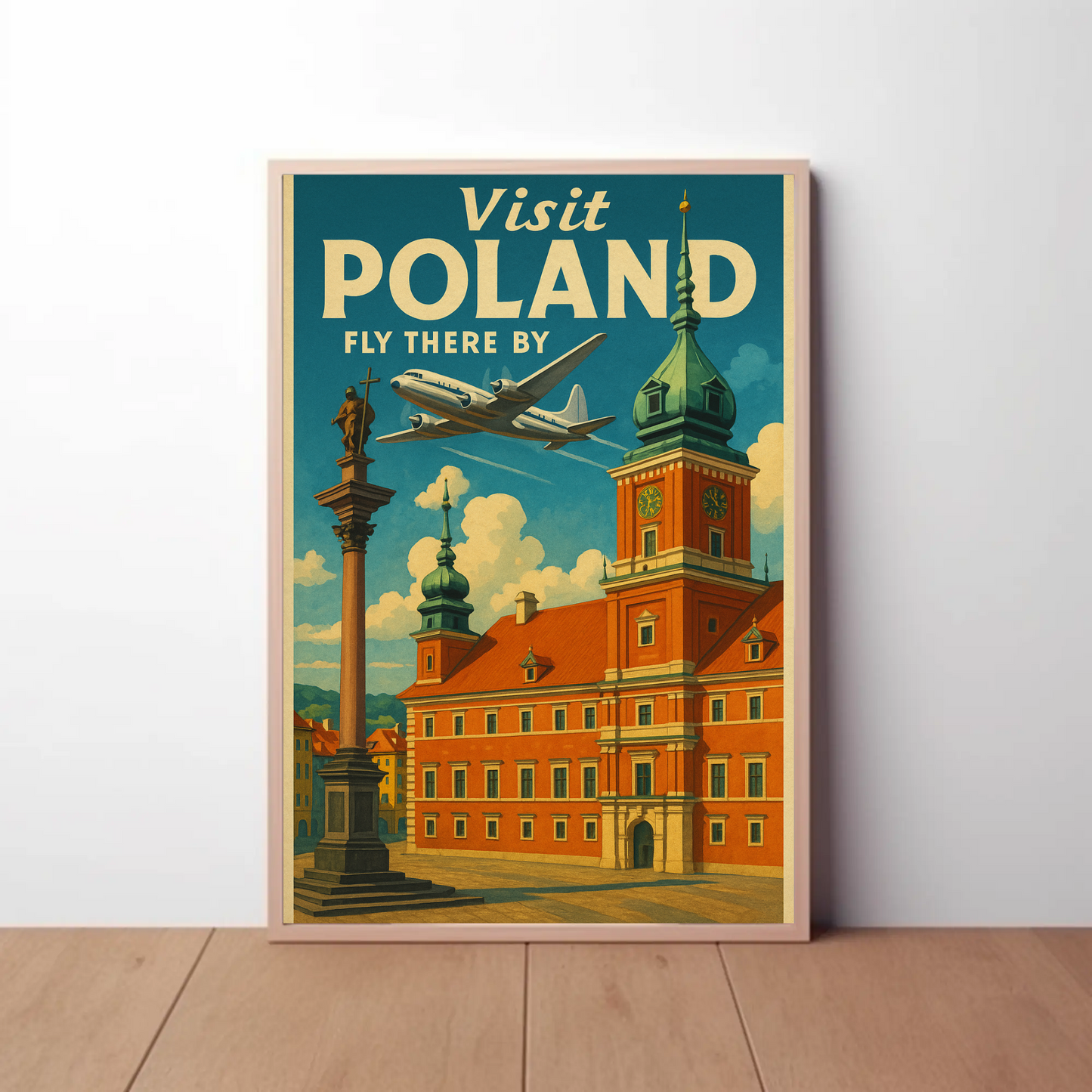 Visit Poland Historic Castle Flight Travel Poster