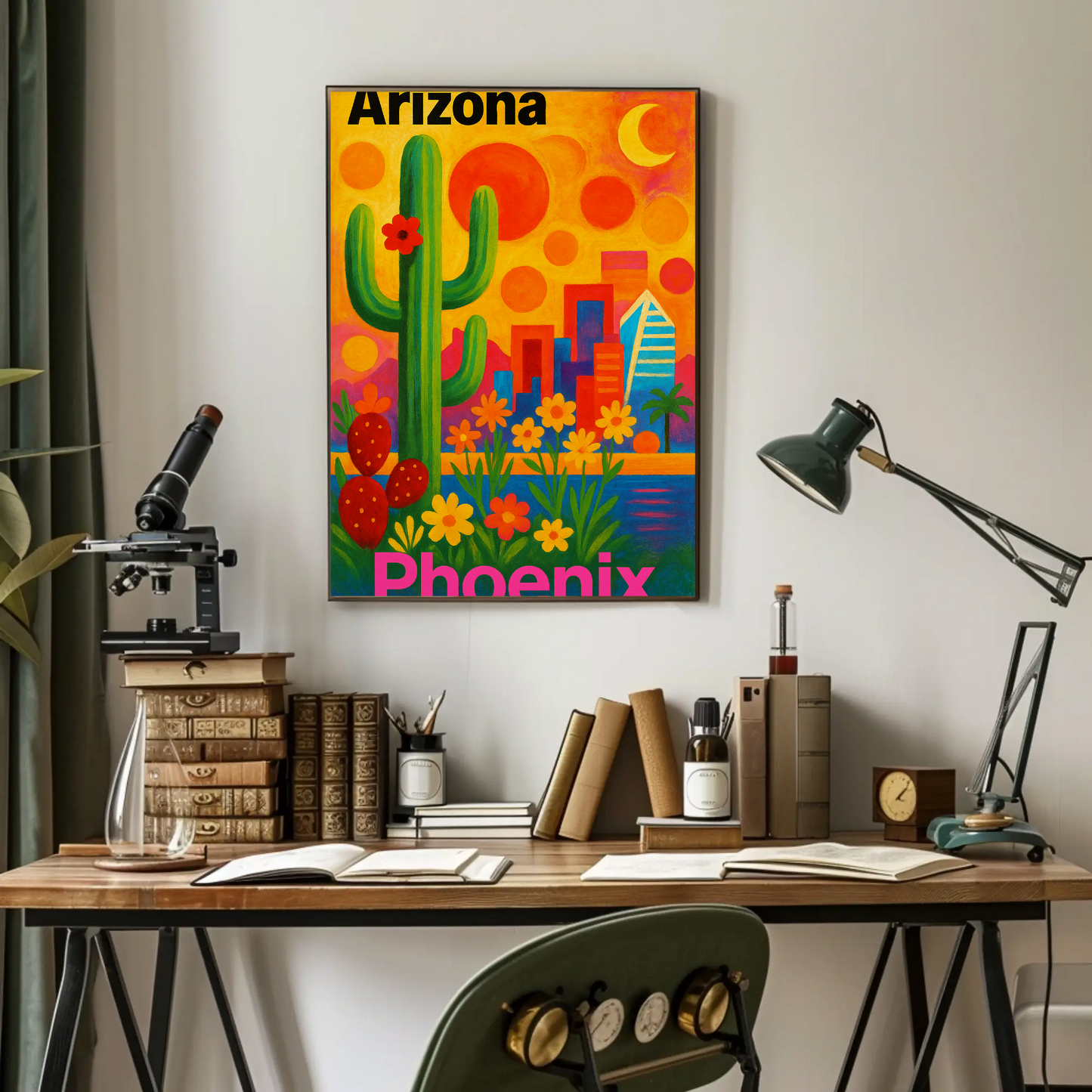 Arizona Phoenix Skyline Vintage Travel Poster Art