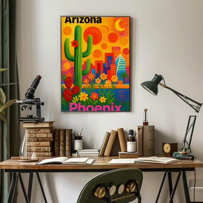 Arizona Phoenix Skyline Vintage Travel Poster Art