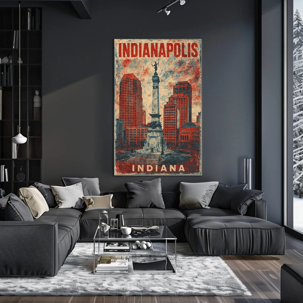 Indianapolis Monument Cityscape Retro Patriotic Poster