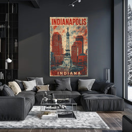 Indianapolis Monument Cityscape Retro Patriotic Poster