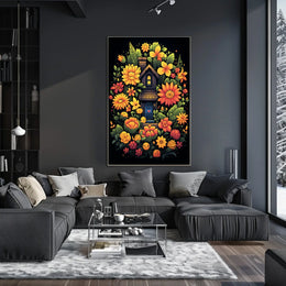 Whimsical Floral Cottage Poster