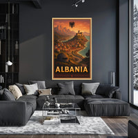 Albanian Coastal Vintage Scene Travel Poster