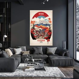 Gunma Vintage Travel Poster Scenic Japanese Landscape