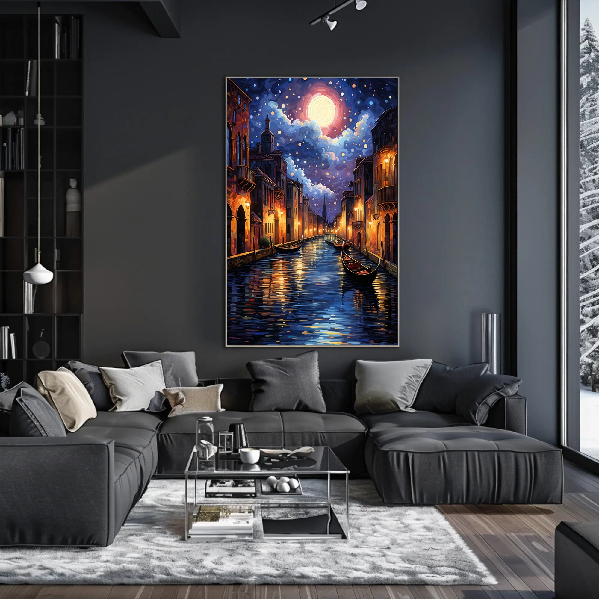 Moonlit Venice Canal Poster