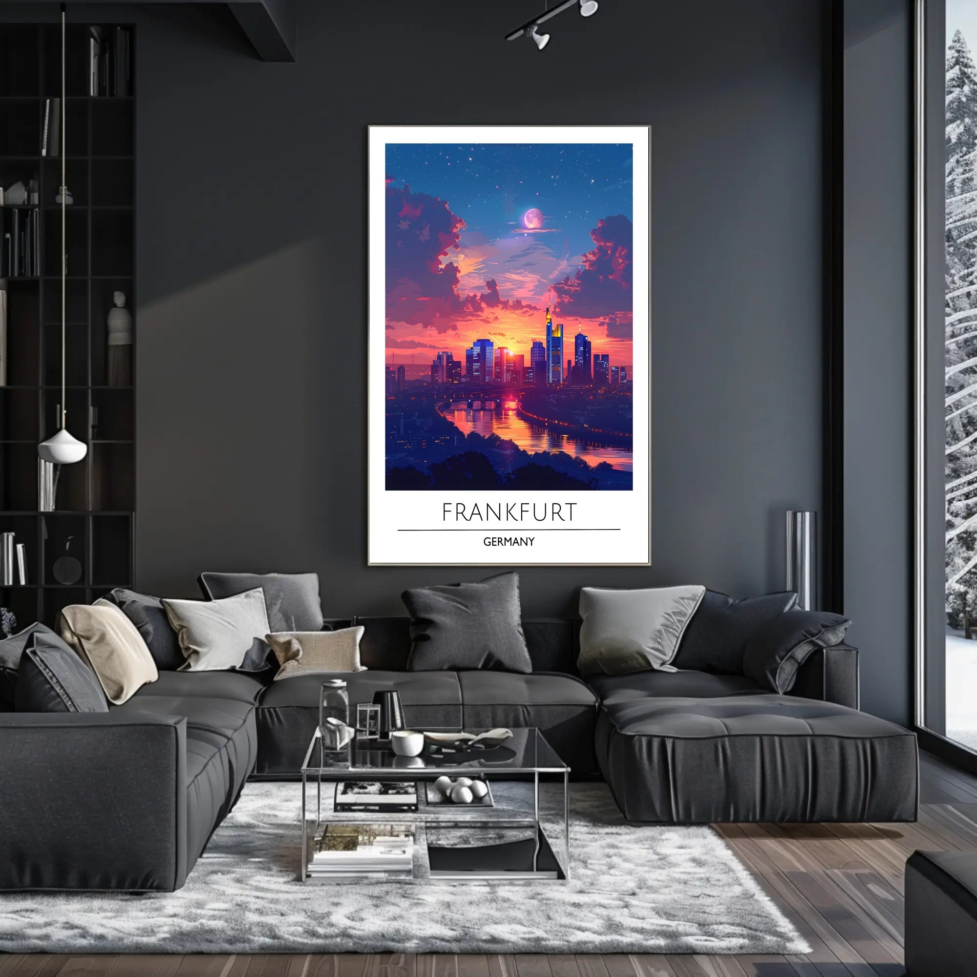 Frankfurt Skyline at Vibrant Sunset Urban or Cityscape Poster