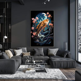 Koi Fish Moonlit Harmony Art Poster