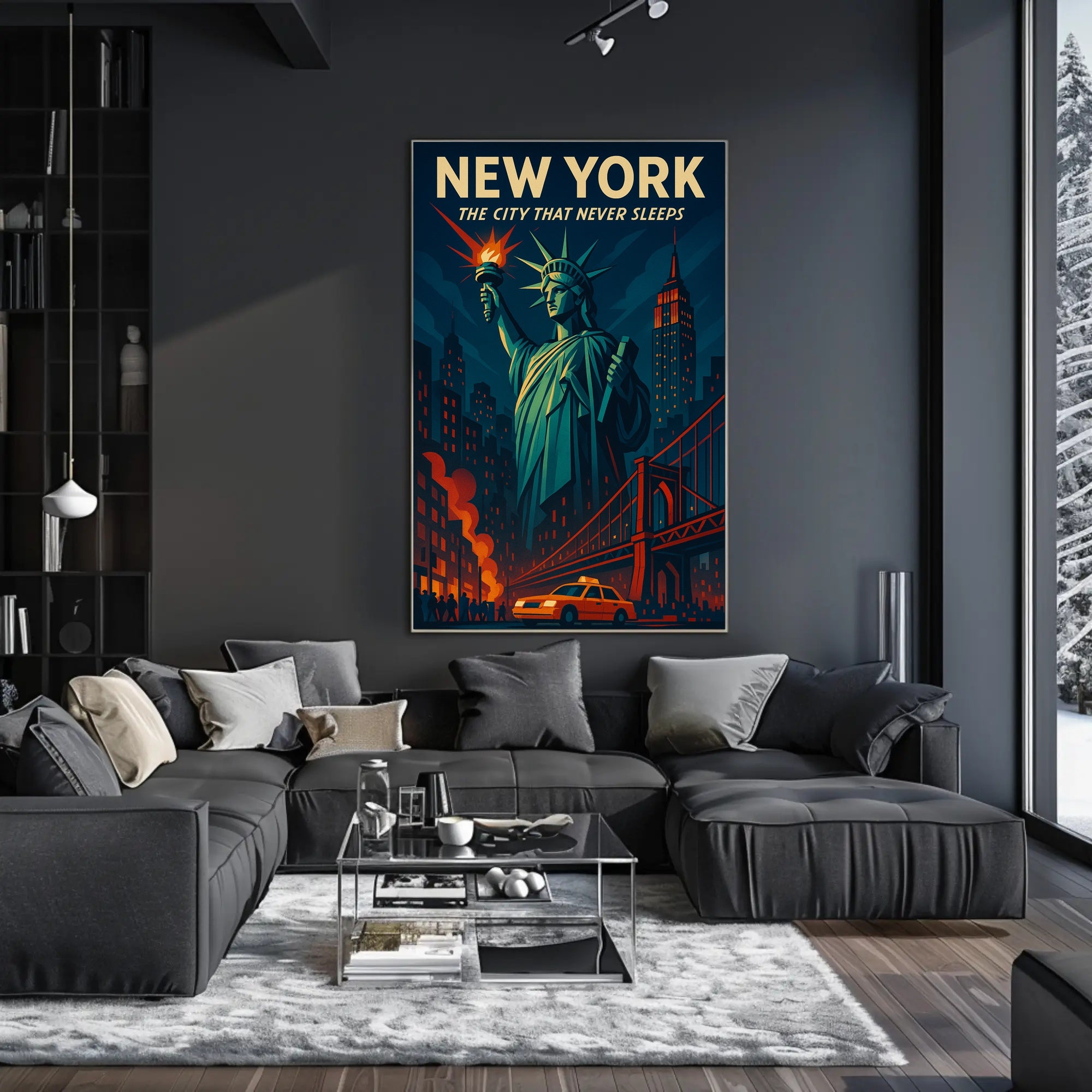 New York Skyline Vintage Travel Poster