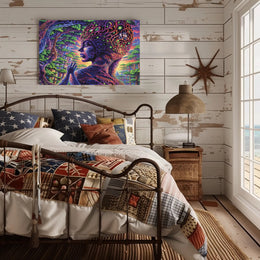Psychedelic Alien Figure in Surreal Nature Fantasy or Mythology Poster