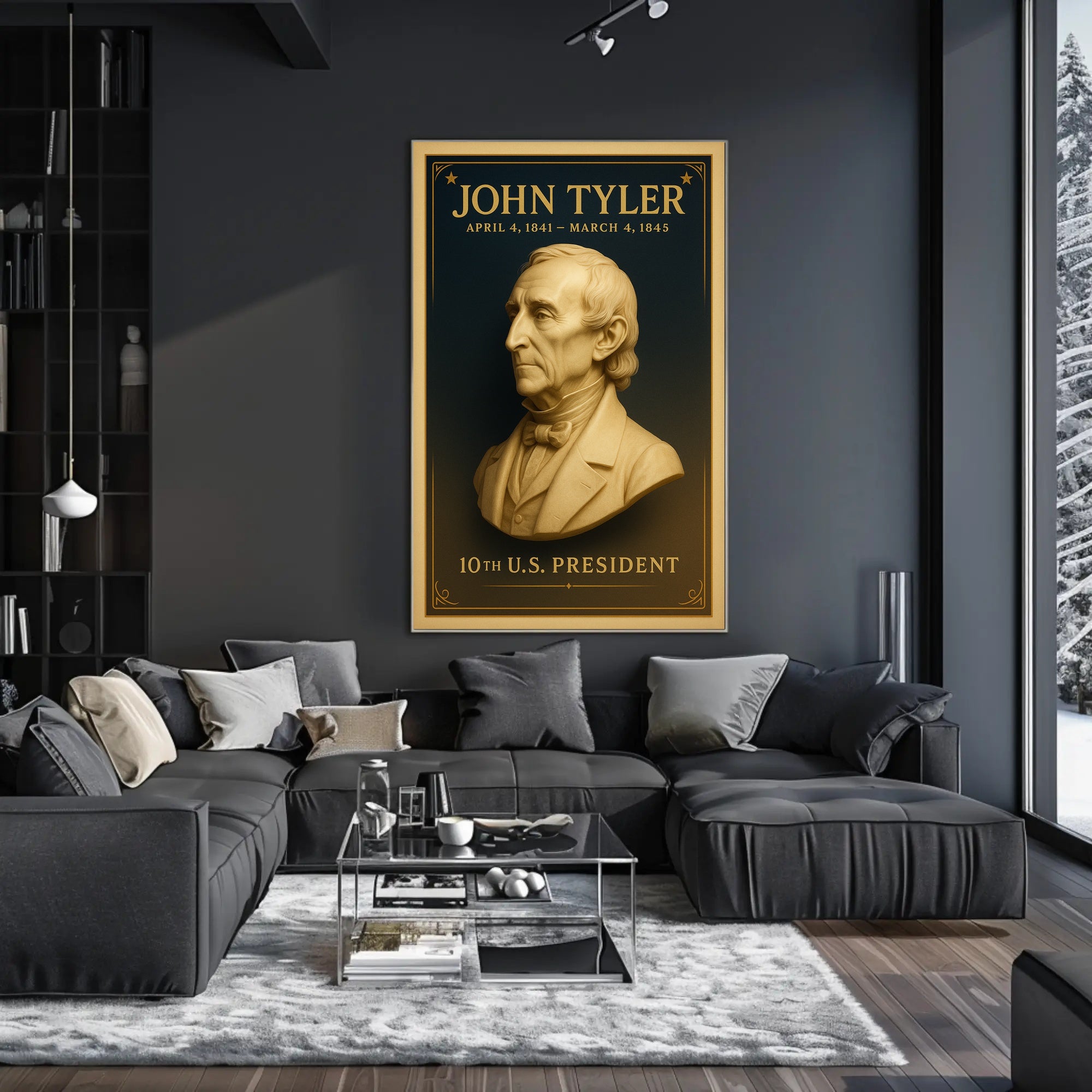 Prestigious Vintage Poster Featuring 10th U.S. President PosterGoat
