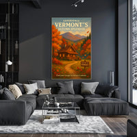 Vermont Autumn Splendor Vintage Travel Poster