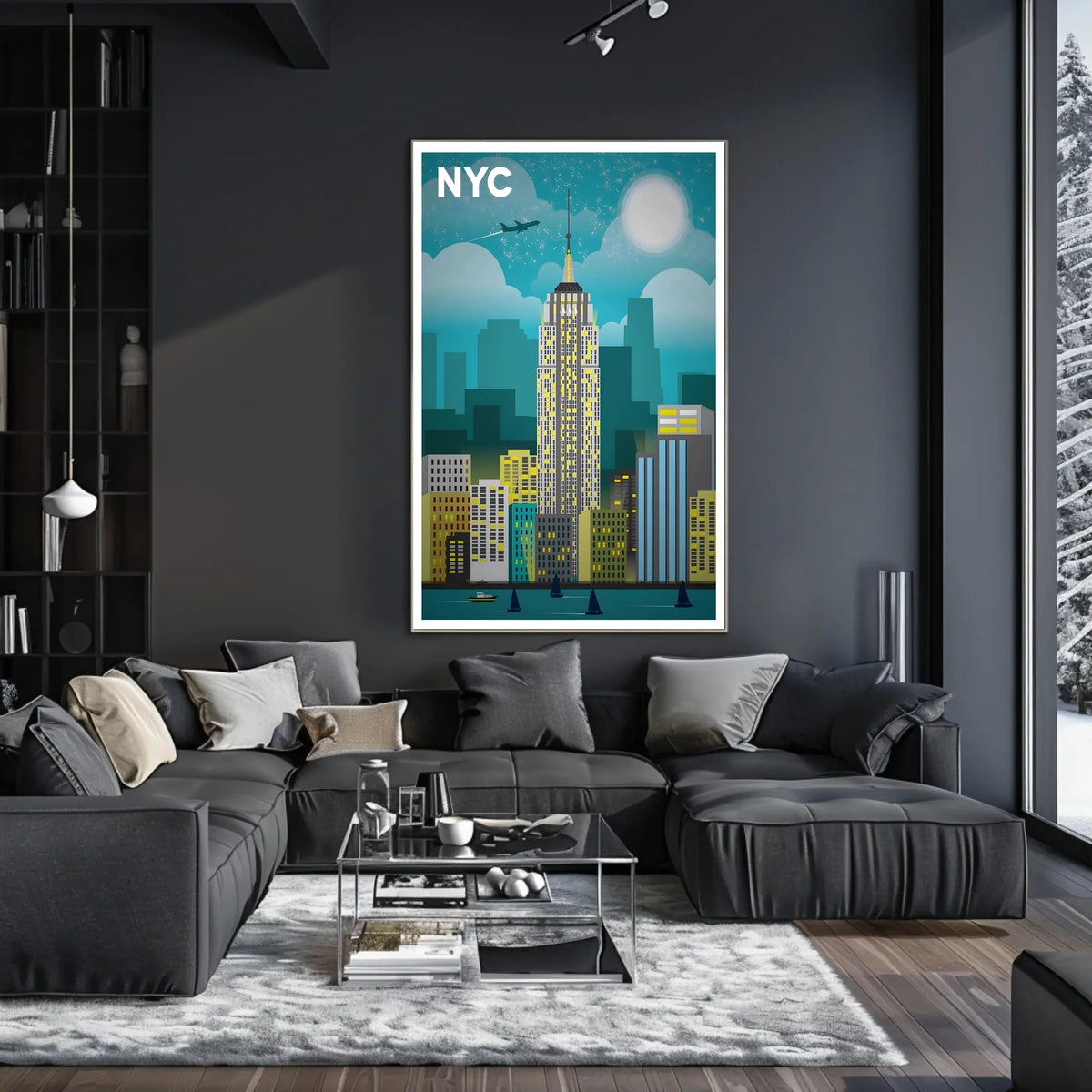 New York City Skyline Cityscape Poster Modern Wall Art
