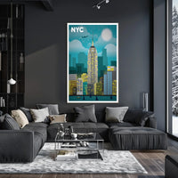 New York City Skyline Cityscape Poster Modern Wall Art