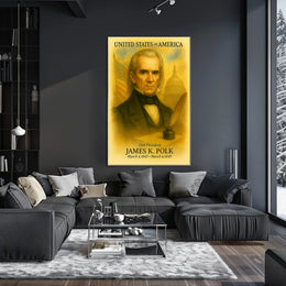 James K. Polk 11th President of the United States Vintage Watercolor Poster