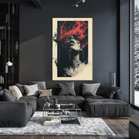 Intense Surreal Red Abstract Face Art Poster