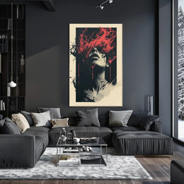 Intense Surreal Red Abstract Face Art Poster