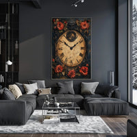 Vintage Clock with Roses Artistic Cultural Heritage Poster