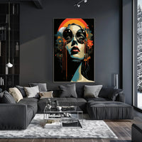 Stylized Portrait with Abstract Floral Elements Artistic Poster