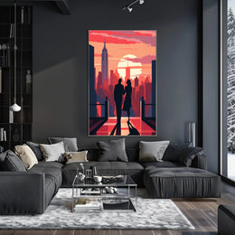 Sunset Silhouettes In The City Poster