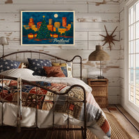 Portland Holiday Skyline Poster
