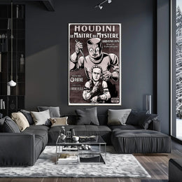 Houdini Robot Illusion: Vintage Suspense Movie Poster