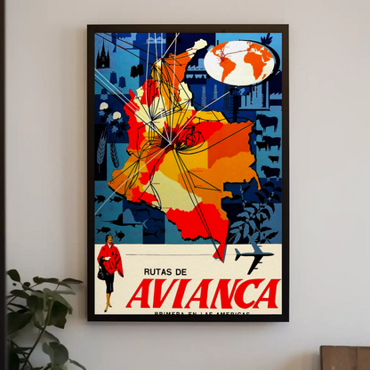 Avianca Rutas de Avianca Travel Poster (1961)