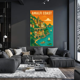 Amalfi Coast Poster 18x24 Scenic Wall Art Print Gift Idea