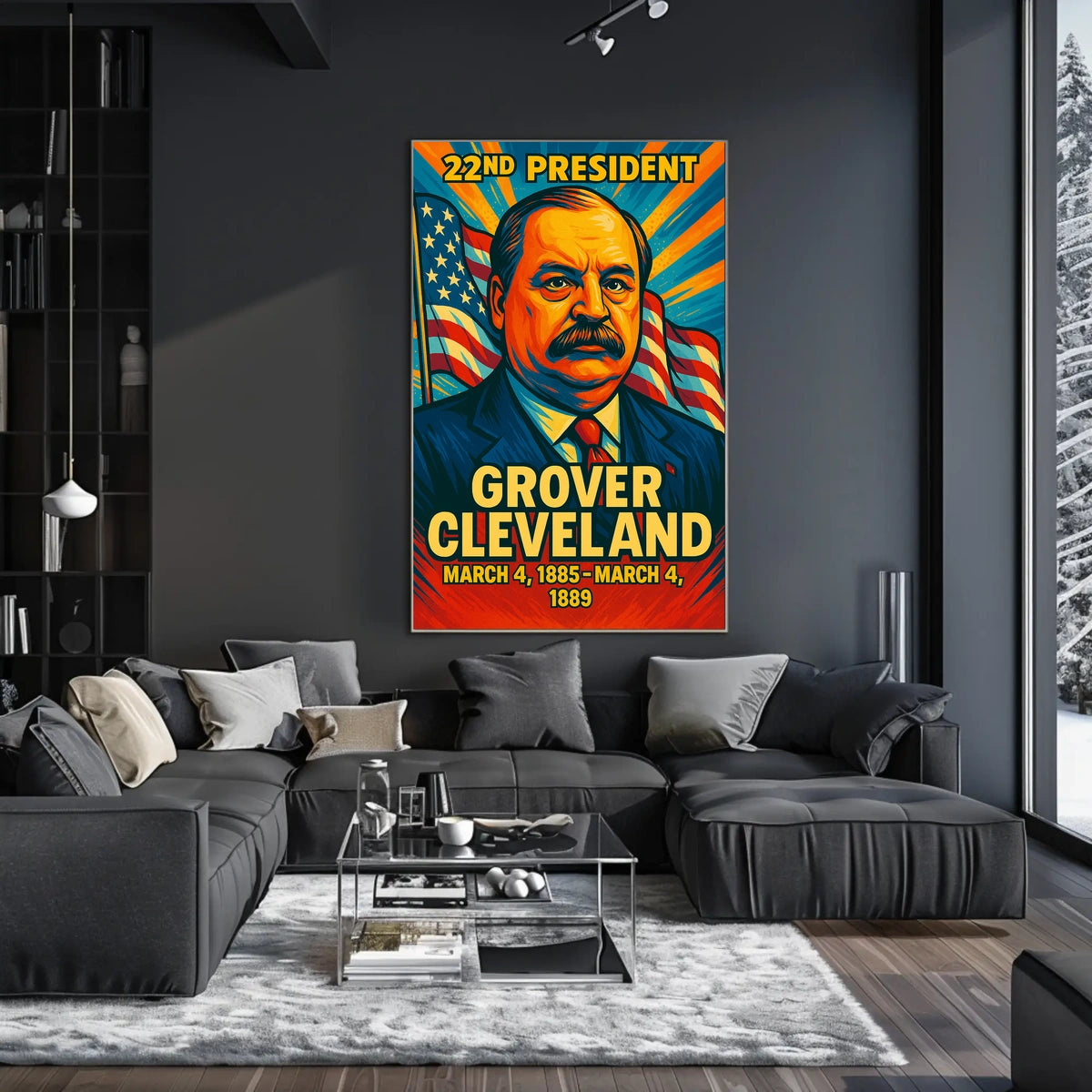 Grover Cleveland 22nd President of the United States Colorful Comic Book Style Poster