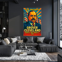 Grover Cleveland 22nd President of the United States Colorful Comic Book Style Poster