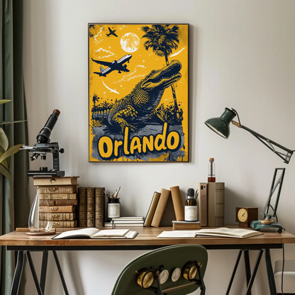 Orlando Vintage Poster - Gator and Airplanes