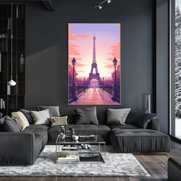 Eiffel Tower Sunset Art Print: Urban or Cityscape Poster