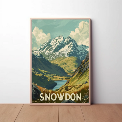 Snowdon Mountain Landscape Travel Poster