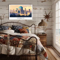 Serene Blue Domes of Samarkand Cultural Heritage Poster